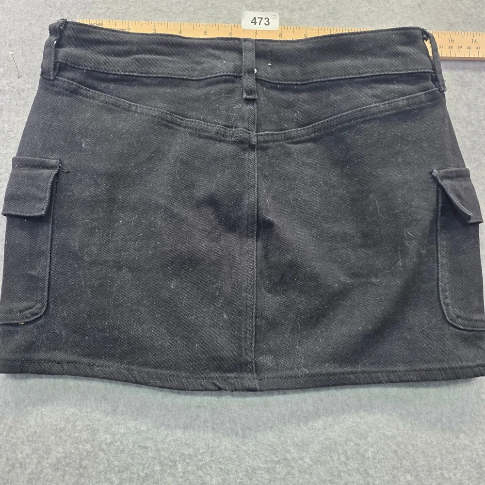 PacSun Womens Black Denim Cargo Mini Skirt Size 25 Utility‎ Pocket Y2K Style